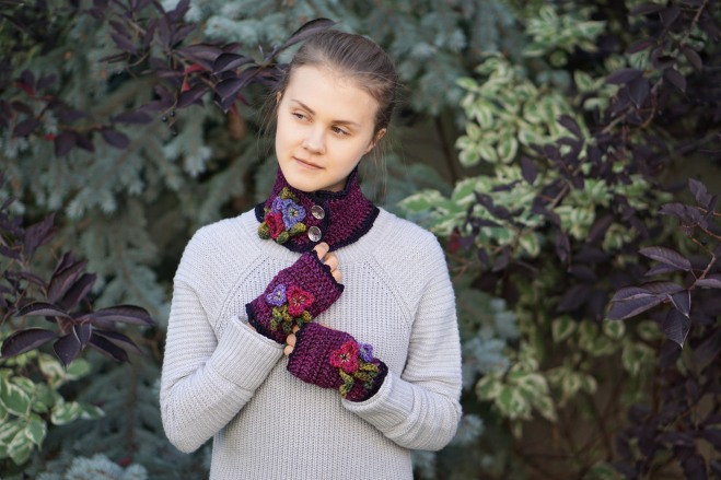 pansy collar scarf mulberry5