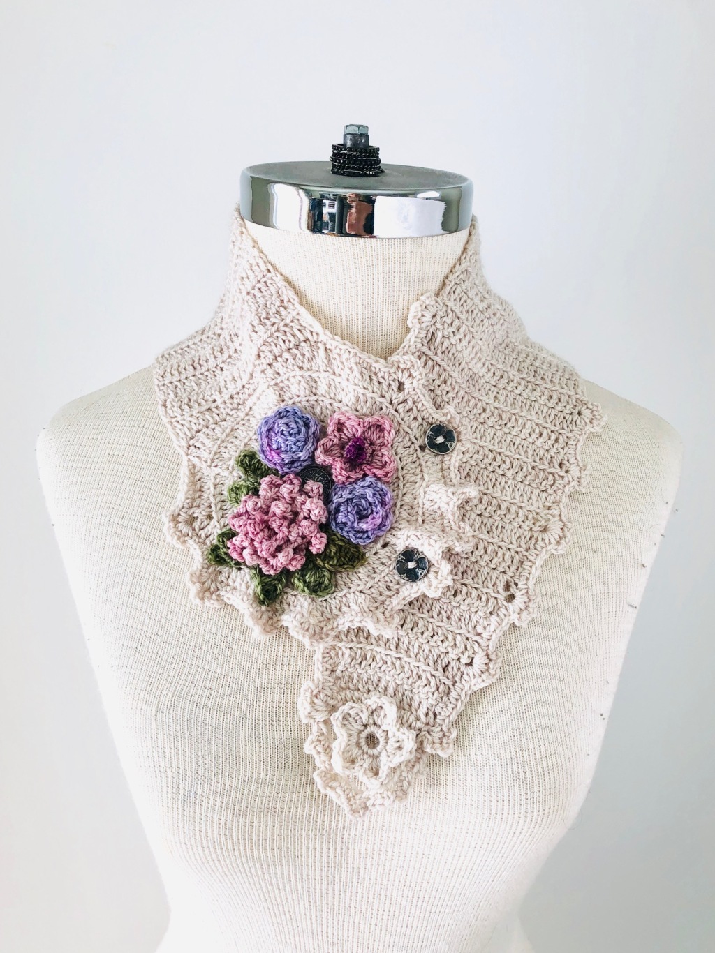 Floral Bouquet Scarf – Ready to Wear in Ivory